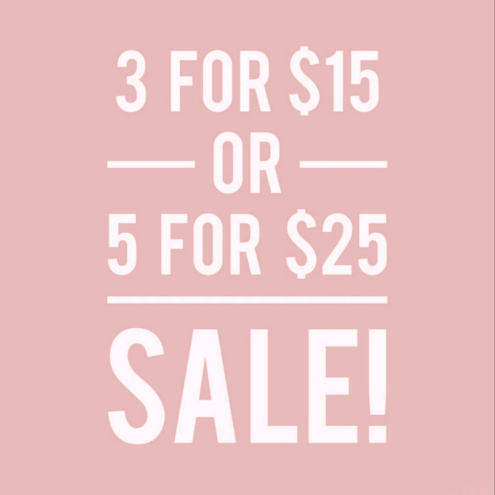 Closing my Closet Sale: Anything Priced $15 (or less) is 3 for $15 or 5 for $25!